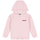 Girls Pink Logo Hooded Zip Up Top, 2, hi-res